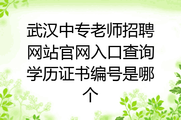 武汉中专老师招聘网站官网入口查询学历证书编号是哪个