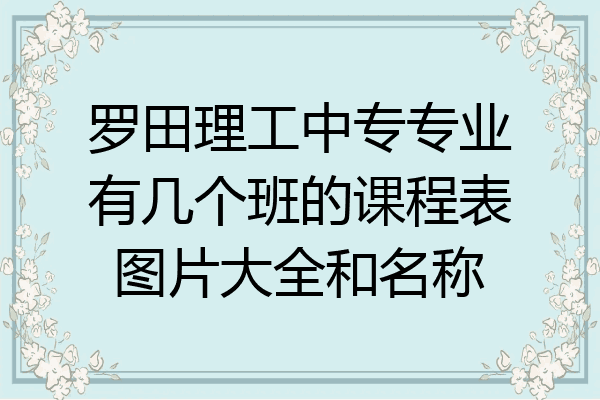 罗田理工中专专业有几个班的课程表图片大全和名称