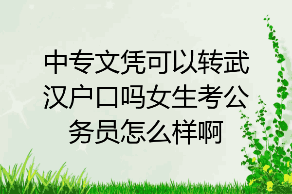 中专文凭可以转武汉户口吗女生考公务员怎么样啊