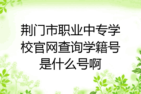 荆门市职业中专学校官网查询学籍号是什么号啊