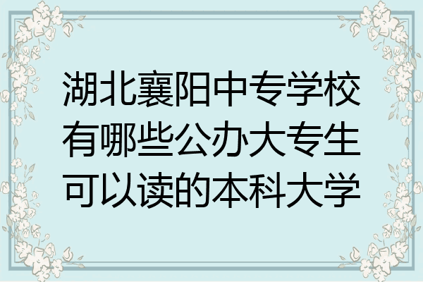 湖北襄阳中专学校有哪些公办大专生可以读的本科大学