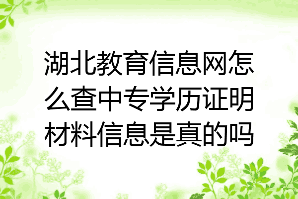 湖北教育信息网怎么查中专学历证明材料信息是真的吗
