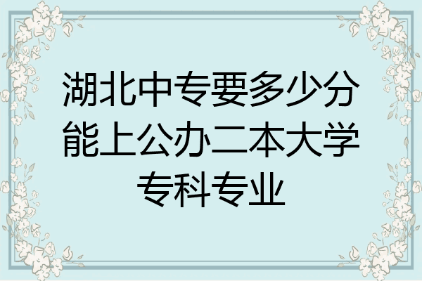 湖北中专要多少分能上公办二本大学专科专业