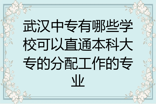 武汉中专有哪些学校可以直通本科大专的分配工作的专业