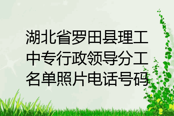 湖北省罗田县理工中专行政领导分工名单照片电话号码