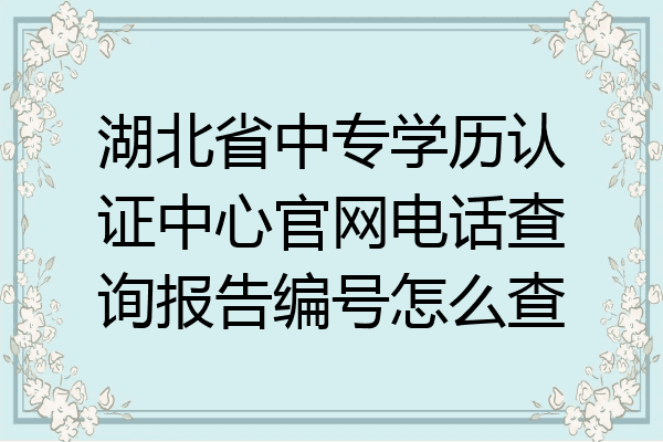 湖北省中专学历认证中心官网电话查询报告编号怎么查