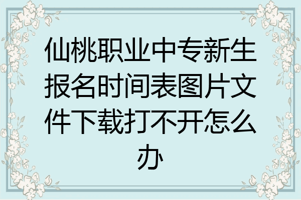 仙桃职业中专新生报名时间表图片文件下载打不开怎么办