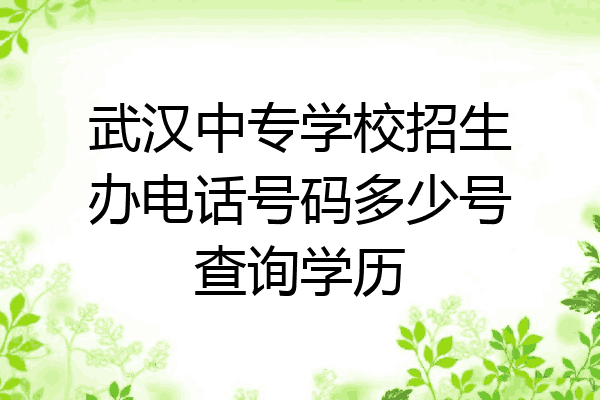 武汉中专学校招生办电话号码多少号查询学历