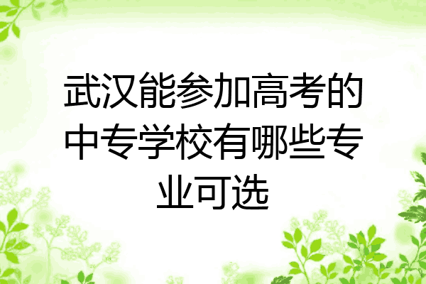 武汉能参加高考的中专学校有哪些专业可选