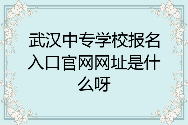 武汉中专学校报名入口官网网址是什么呀