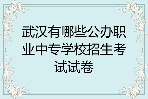 武汉有哪些公办职业中专学校招生考试试卷