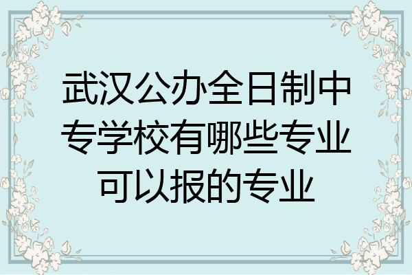 武汉公办全日制中专学校有哪些专业可以报的专业