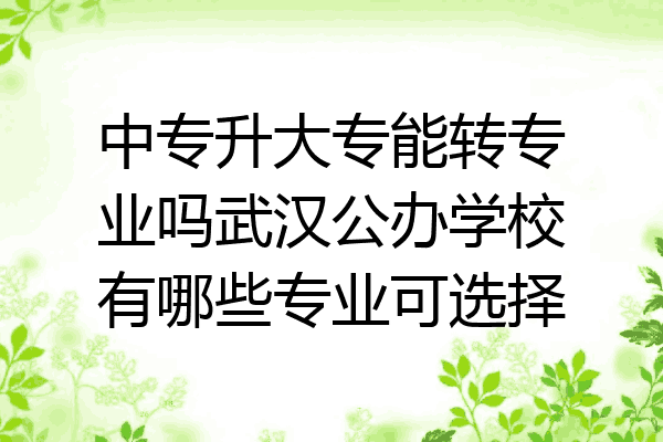 中专升大专能转专业吗武汉公办学校有哪些专业可选择
