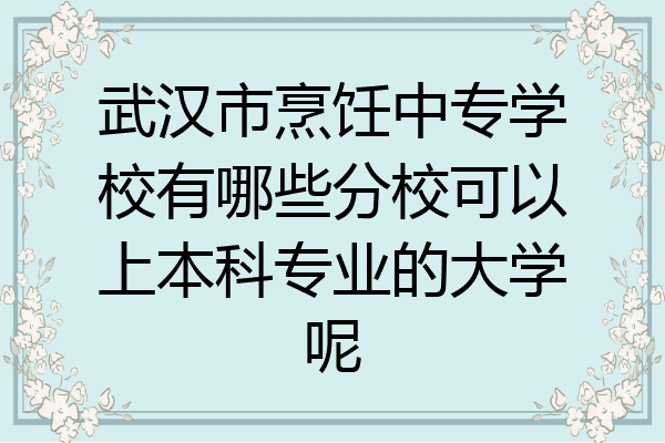 武汉市烹饪中专学校有哪些分校可以上本科专业的大学呢