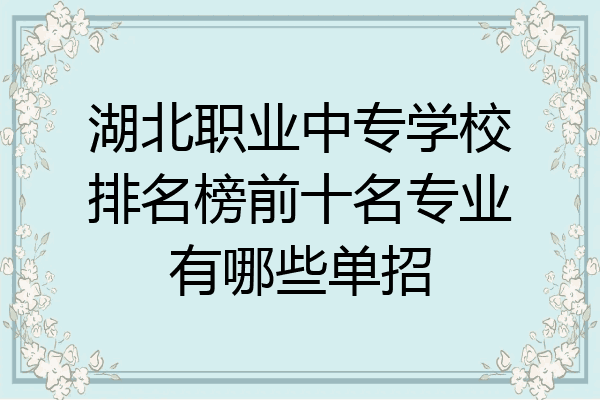 湖北职业中专学校排名榜前十名专业有哪些单招