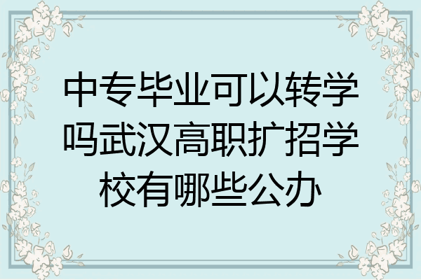 中专毕业可以转学吗武汉高职扩招学校有哪些公办