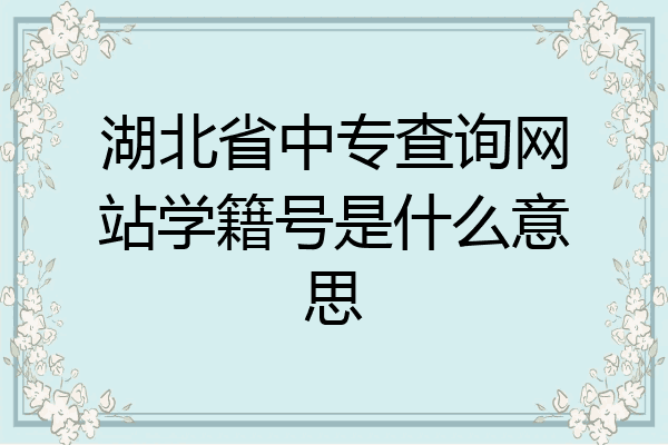 湖北省中专查询网站学籍号是什么意思