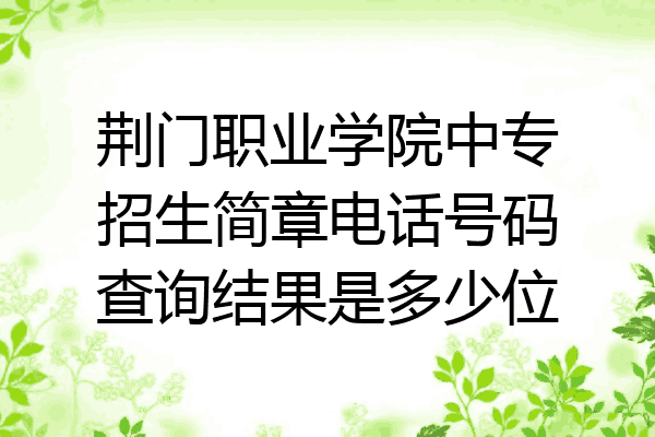 荆门职业学院中专招生简章电话号码查询结果是多少位