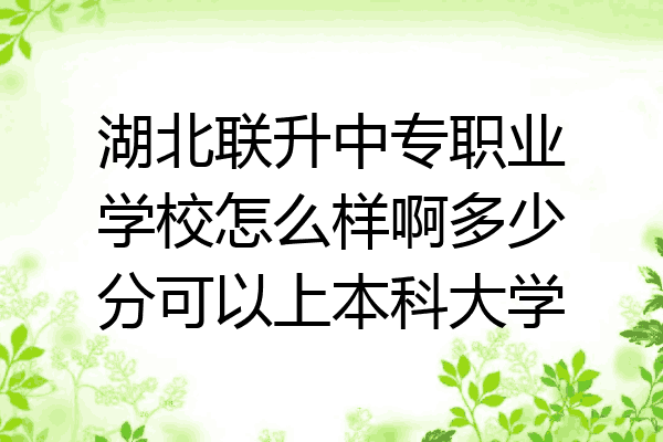 湖北联升中专职业学校怎么样啊多少分可以上本科大学
