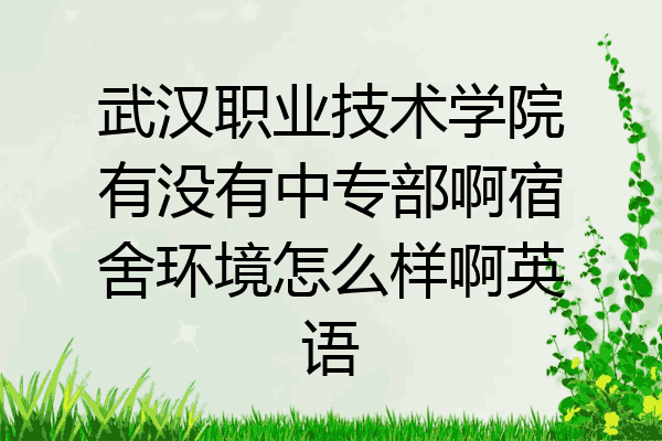 武汉职业技术学院有没有中专部啊宿舍环境怎么样啊英语