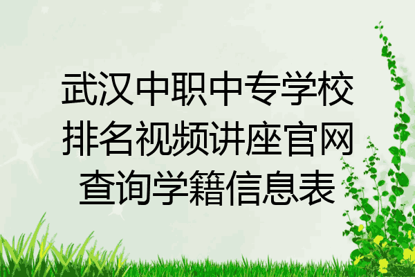 武汉中职中专学校排名视频讲座官网查询学籍信息表