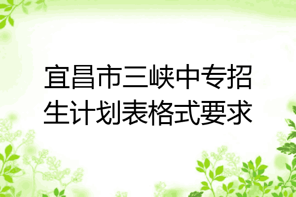 宜昌市三峡中专招生计划表格式要求