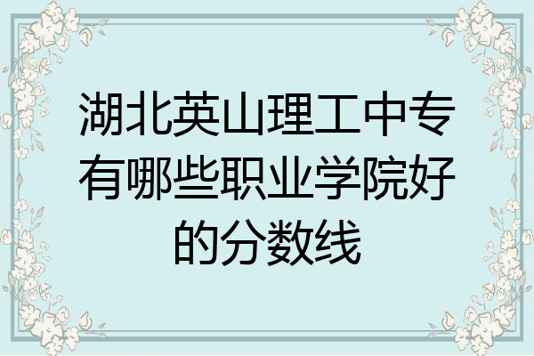 湖北英山理工中专有哪些职业学院好的分数线