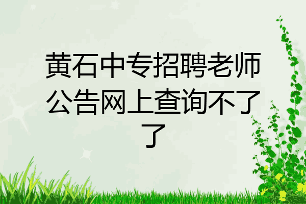 黄石中专招聘老师公告网上查询不了了