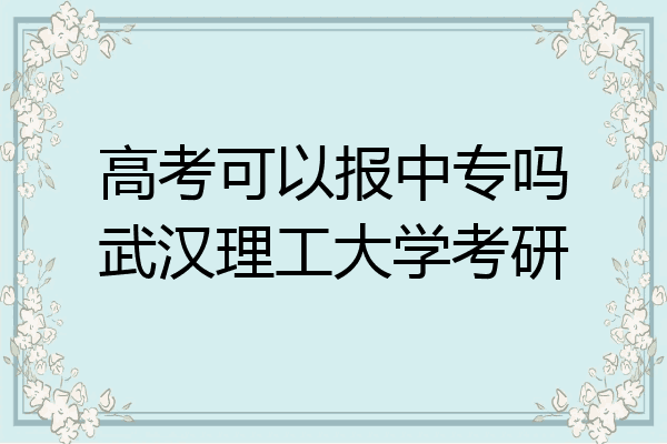 高考可以报中专吗武汉理工大学考研
