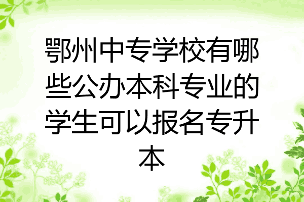鄂州中专学校有哪些公办本科专业的学生可以报名专升本