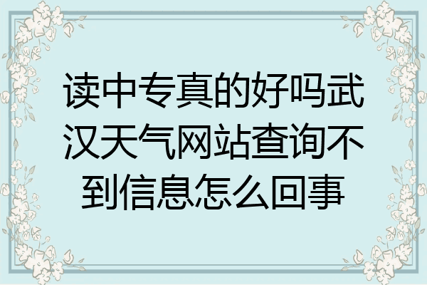 读中专真的好吗武汉天气网站查询不到信息怎么回事