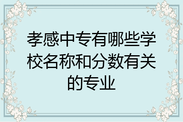 孝感中专有哪些学校名称和分数有关的专业