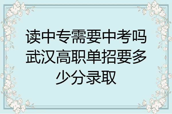 读中专需要中考吗武汉高职单招要多少分录取