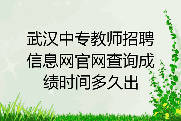 武汉中专教师招聘信息网官网查询成绩时间多久出