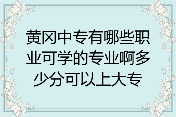 黄冈中专有哪些职业可学的专业啊多少分可以上大专