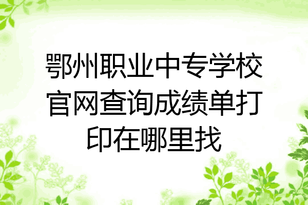 鄂州职业中专学校官网查询成绩单打印在哪里找