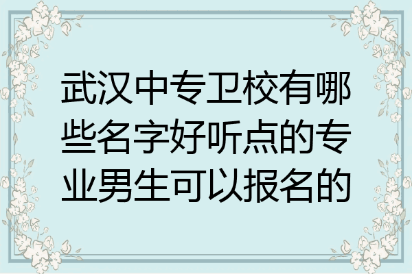 武汉中专卫校有哪些名字好听点的专业男生可以报名的