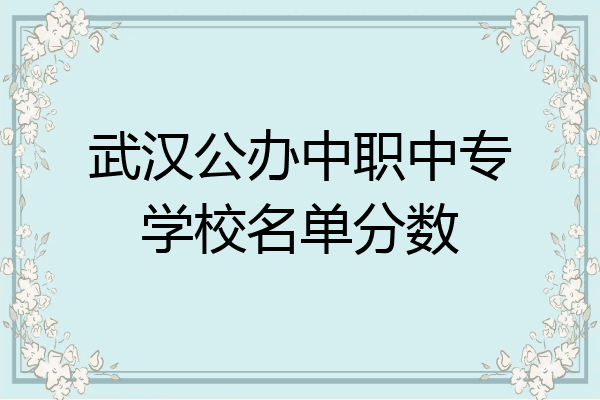 武汉公办中职中专学校名单分数