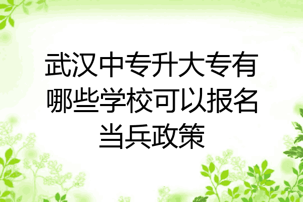 武汉中专升大专有哪些学校可以报名当兵政策