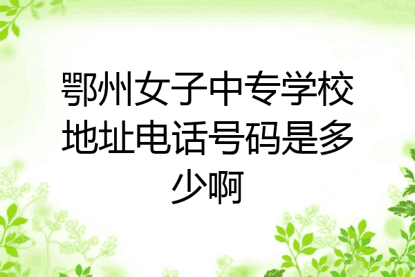鄂州女子中专学校地址电话号码是多少啊