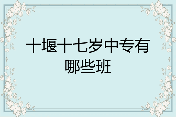 十堰十七岁中专有哪些班