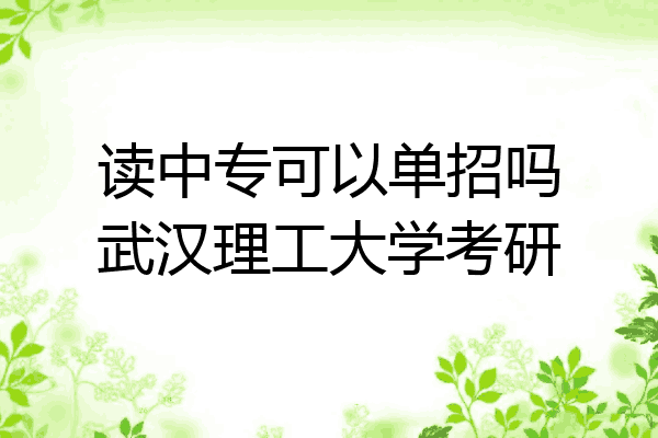 读中专可以单招吗武汉理工大学考研