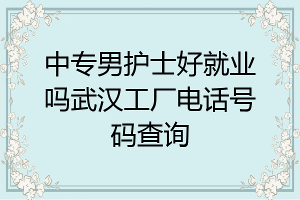 中专男护士好就业吗武汉工厂电话号码查询