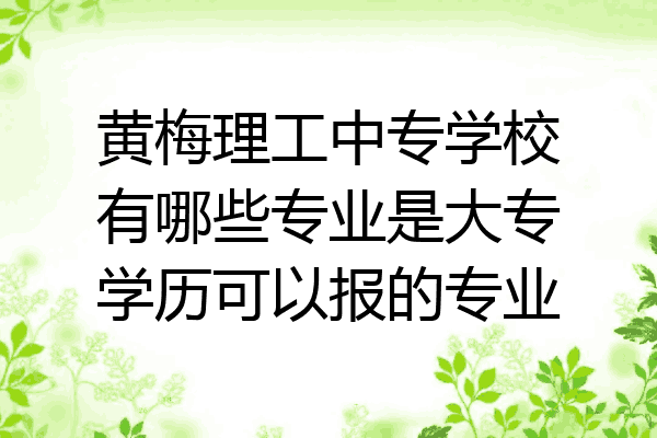 黄梅理工中专学校有哪些专业是大专学历可以报的专业