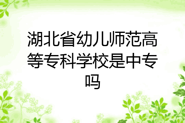 湖北省幼儿师范高等专科学校是中专吗