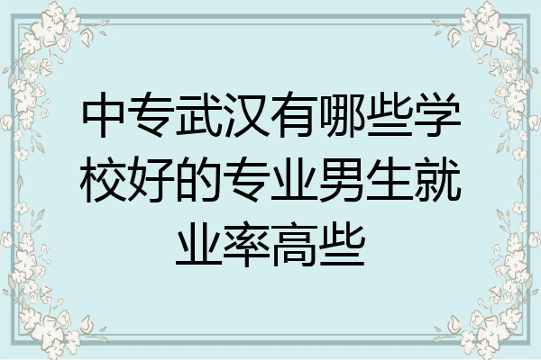 中专武汉有哪些学校好的专业男生就业率高些