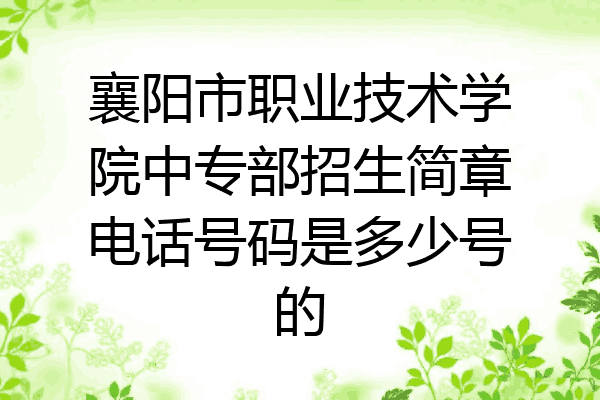 襄阳市职业技术学院中专部招生简章电话号码是多少号的