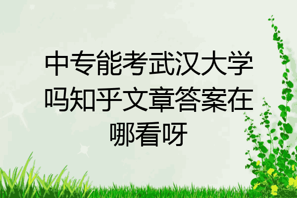 中专能考武汉大学吗知乎文章答案在哪看呀