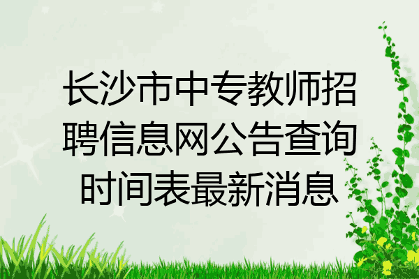 长沙市中专教师招聘信息网公告查询时间表最新消息