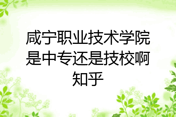 咸宁职业技术学院是中专还是技校啊知乎